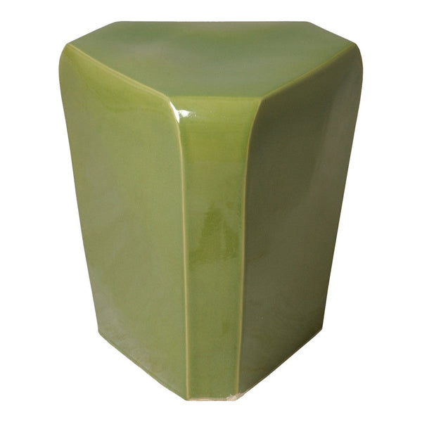 18.5 in. Triangle Ceramic Garden Stool Outdoor-Outdoor Stools-Emissary-Celery Green-LOOMLAN