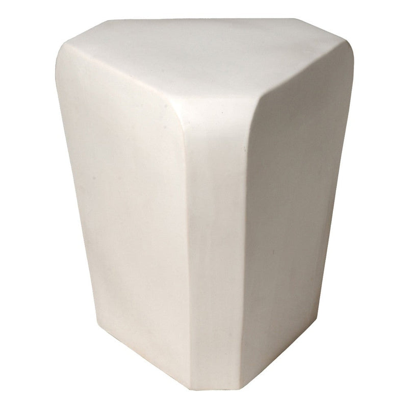 18.5 in. Triangle Ceramic Garden Stool Outdoor-Outdoor Stools-Emissary-Whte-LOOMLAN