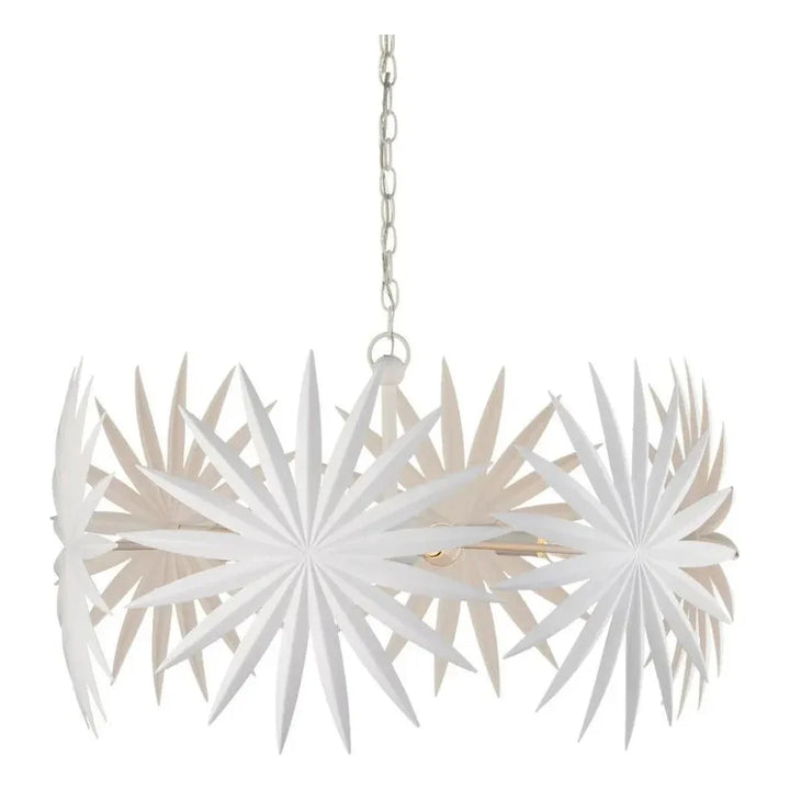 19" Bismarkia Iron White Chandelier - LOOMLAN - Currey & Co - Chandeliers