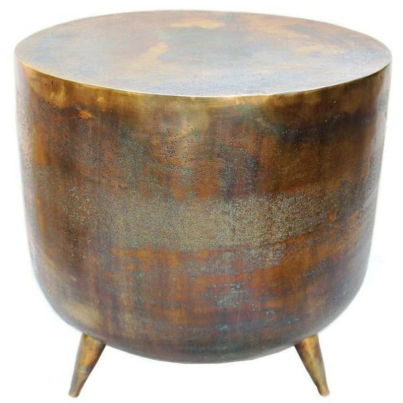 19 Inch Accent Table Brass Gold Industrial Side Tables LOOMLAN By Moe's Home