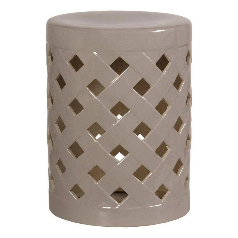 19 in. Criss Cross Ceramic Outdoor Garden Stool