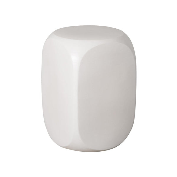 19 in. Dice Ceramic Garden Stool Side Table Outdoor-Outdoor Stools-Emissary-White-LOOMLAN