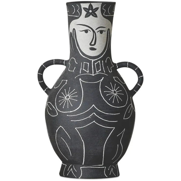 19.75 in. Saint - Paul - de - Vence Terracotta Black Vase - LOOMLAN - Currey & Co - Vases & Jars