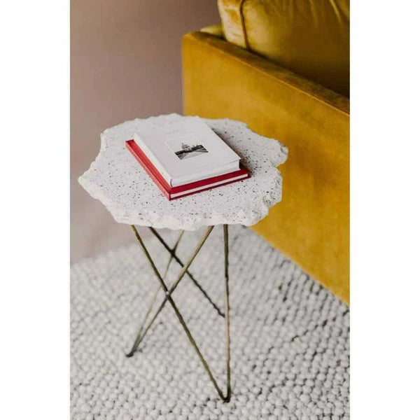 19.5 Inch Terrazzo Side Table White Contemporary Side Tables LOOMLAN By Moe's Home