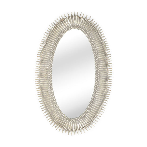 Lucius Oval Shaped Wall Mirror-Wall Mirrors-Wildwood-Silver-LOOMLAN