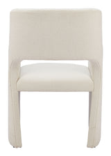 Minet Linen and Wood White Dining Arm Chair