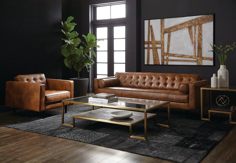 Donnie Leather Upholstered Classic Sofa