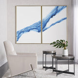 Fluidity Set of 2 Hand-Painted Wall Art in Gold Frame