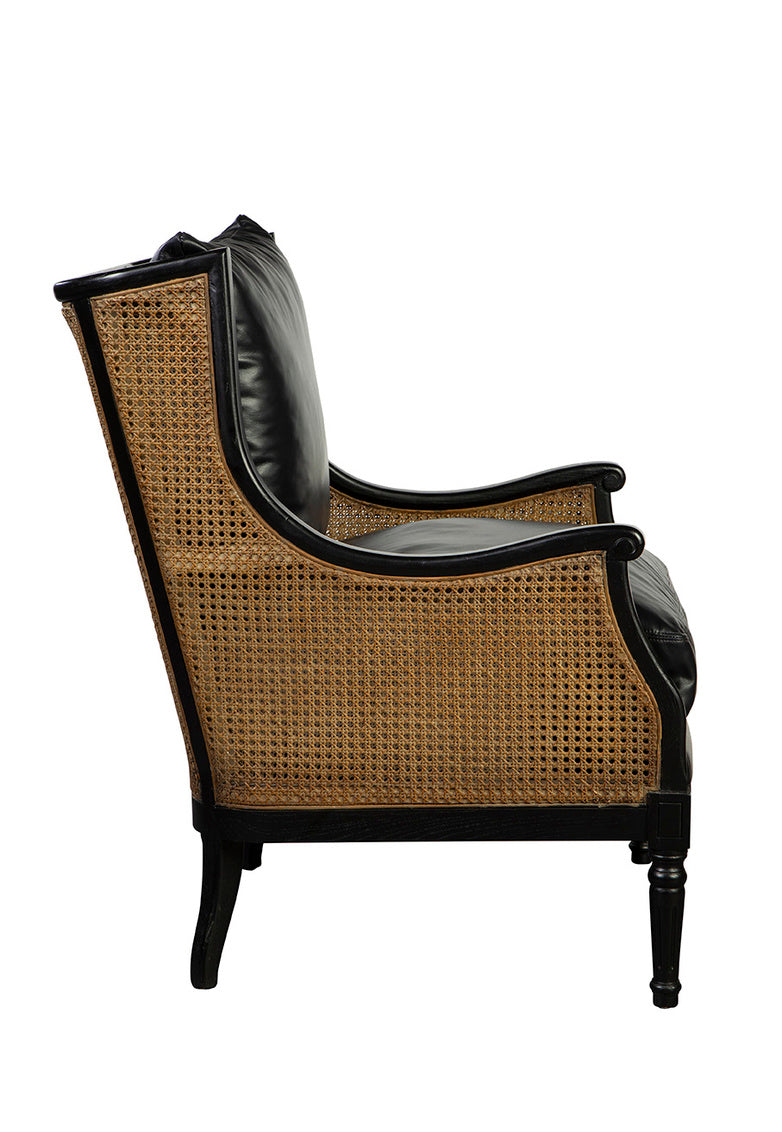 Tova Leather Upholstered Black Occasional Chair