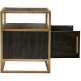 2-Door End Table in Dark Brown With Gold Metal Frame Nightstands LOOMLAN By Diamond Sofa