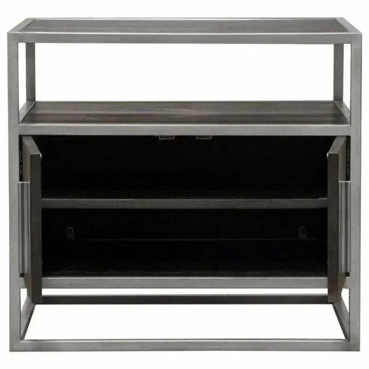 2 - Door End Table in Dark Brown With Silver Metal Frame - LOOMLAN - Diamond Sofa - Nightstands
