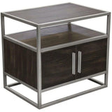 2-Door End Table in Dark Brown With Silver Metal Frame Nightstands LOOMLAN By Diamond Sofa