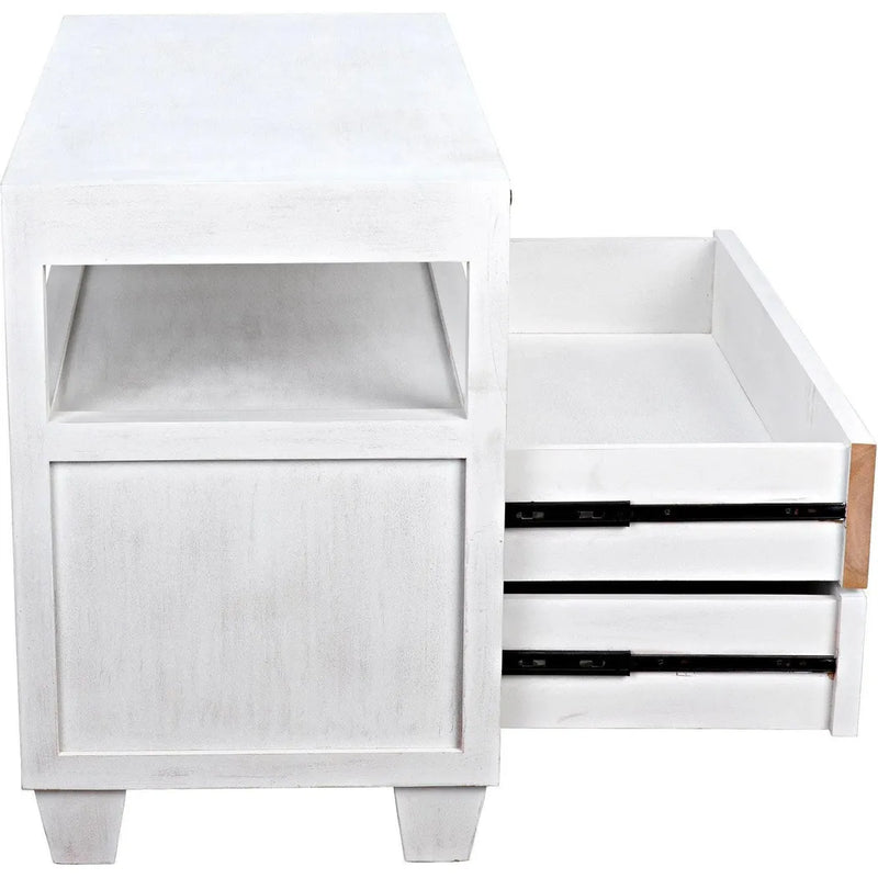 2-Drawer Wood Rectangle Side Table Sliding Tray