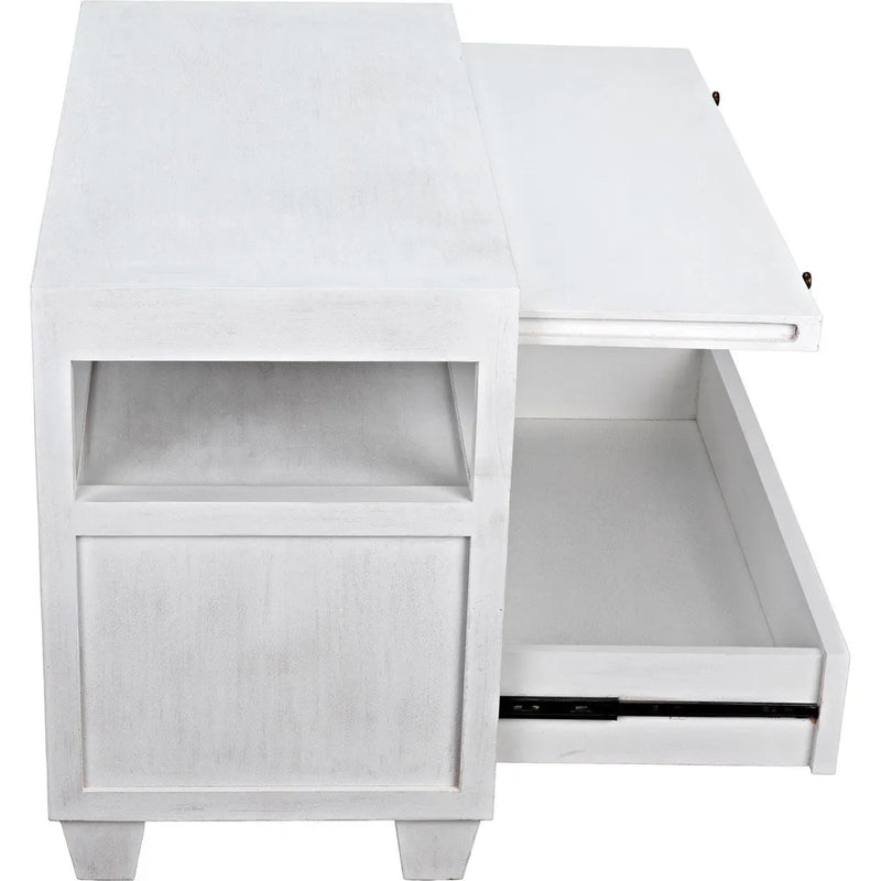 2-Drawer Wood Rectangle Side Table Sliding Tray