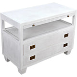 2-Drawer Wood Rectangle Side Table Sliding Tray