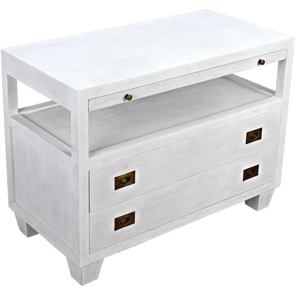 2-Drawer Wood Rectangle Side Table Sliding Tray