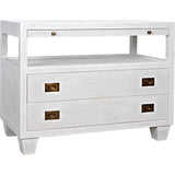 2-Drawer Wood Rectangle Side Table Sliding Tray