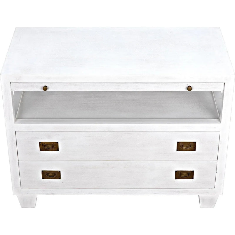 2-Drawer Wood Rectangle Side Table Sliding Tray