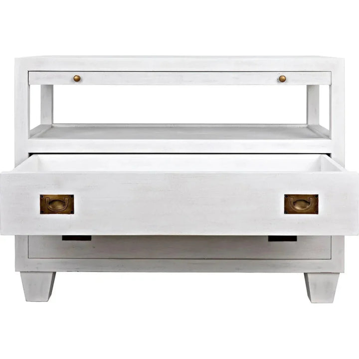 2 - Drawer Wood Rectangle Side Table Sliding Tray - LOOMLAN - Noir - Side Tables