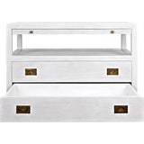 2-Drawer Wood Rectangle Side Table Sliding Tray