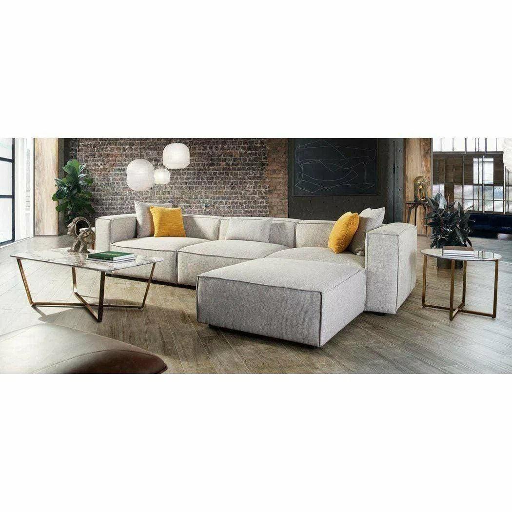 2 PC Set Beige Low Back Modular Sofa in Barley