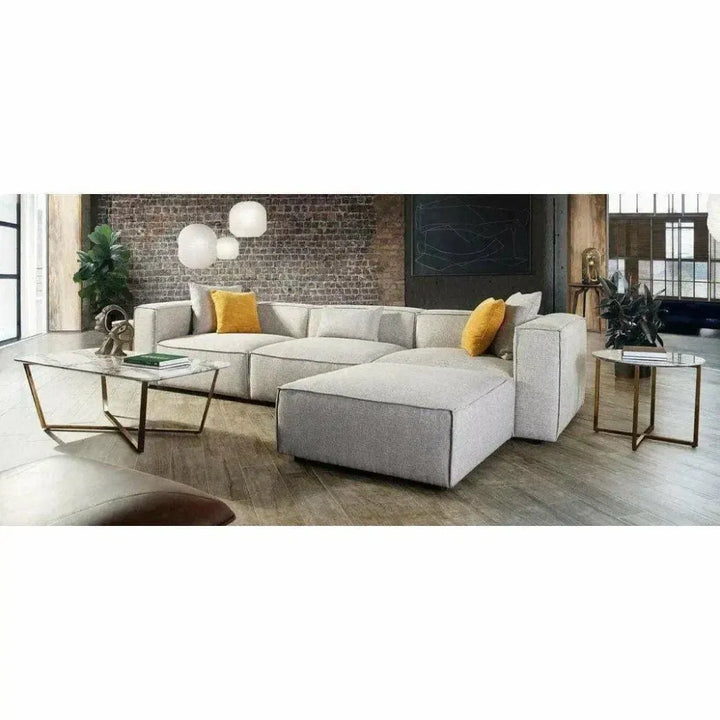 2 PC Set Beige Low Back Modular Sofa in Barley-Modular Sofas-Diamond Sofa-LOOMLAN