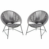 2-Pack Accent Chairs Black/Grey Rope Black