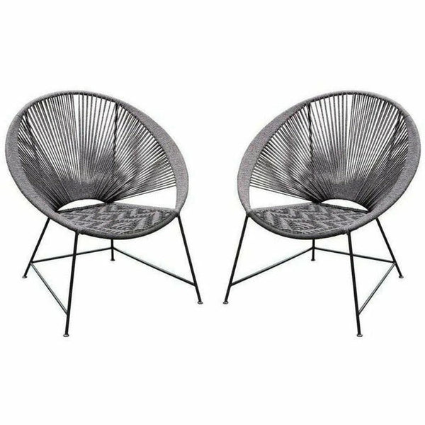 2-Pack Accent Chairs Black/Grey Rope Black