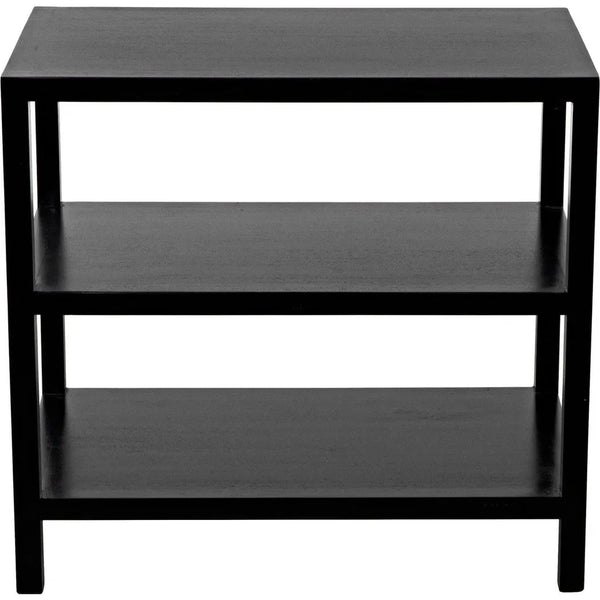 2 Shelf Wood Black Rectangle Side Table