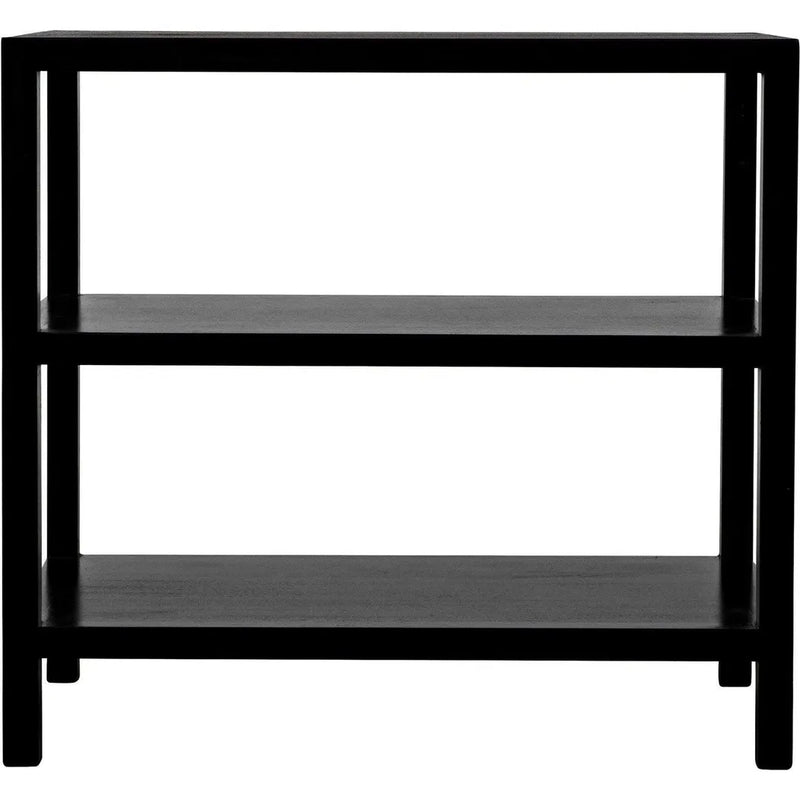 2 Shelf Wood Black Rectangle Side Table