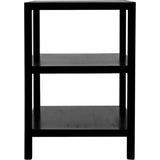 2 Shelf Wood Black Rectangle Side Table