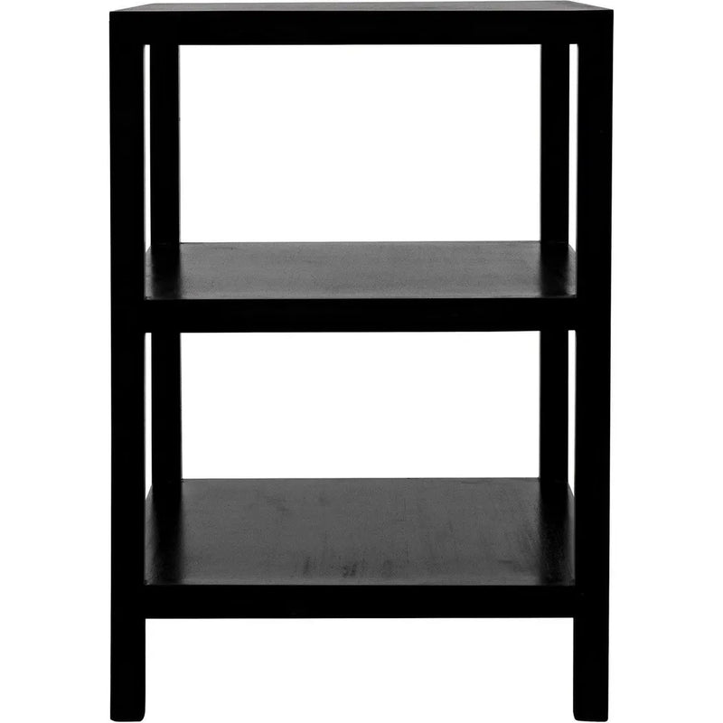 2 Shelf Wood Black Rectangle Side Table