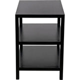 2 Shelf Wood Black Rectangle Side Table