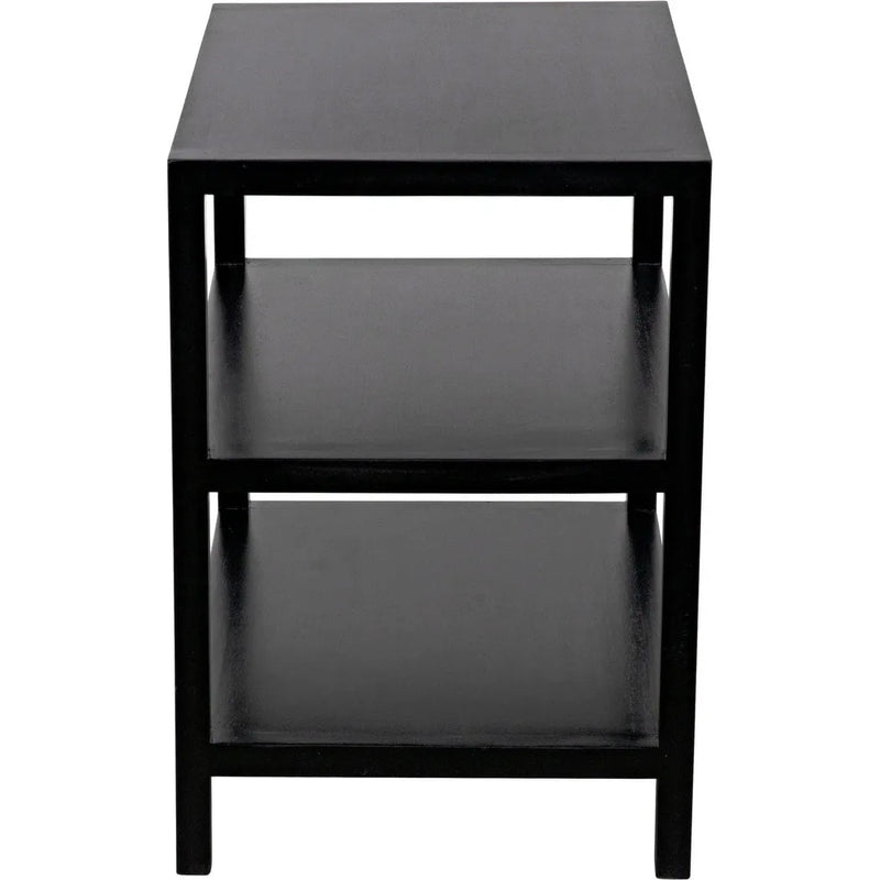 2 Shelf Wood Black Rectangle Side Table