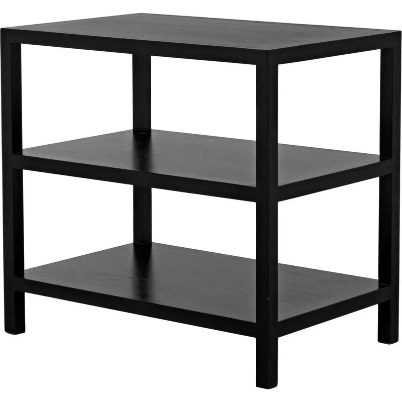 2 Shelf Wood Black Rectangle Side Table