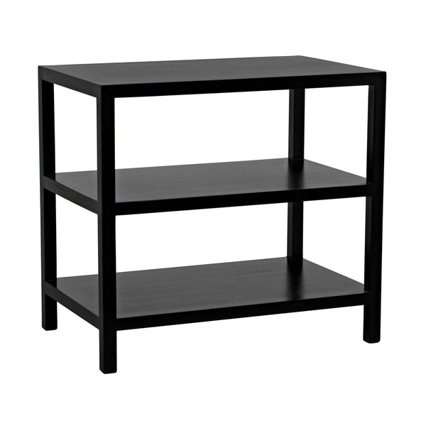 2 Shelf Wood Black Rectangle Side Table-Side Tables-Noir-LOOMLAN