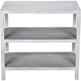 2 Shelf Wood White Rectangle Side Table, White