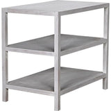 2 Shelf Wood White Rectangle Side Table, White