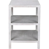 2 Shelf Wood White Rectangle Side Table, White