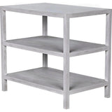 2 Shelf Wood White Rectangle Side Table, White