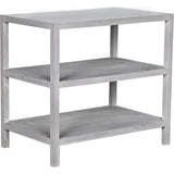 2 Shelf Wood White Rectangle Side Table, White