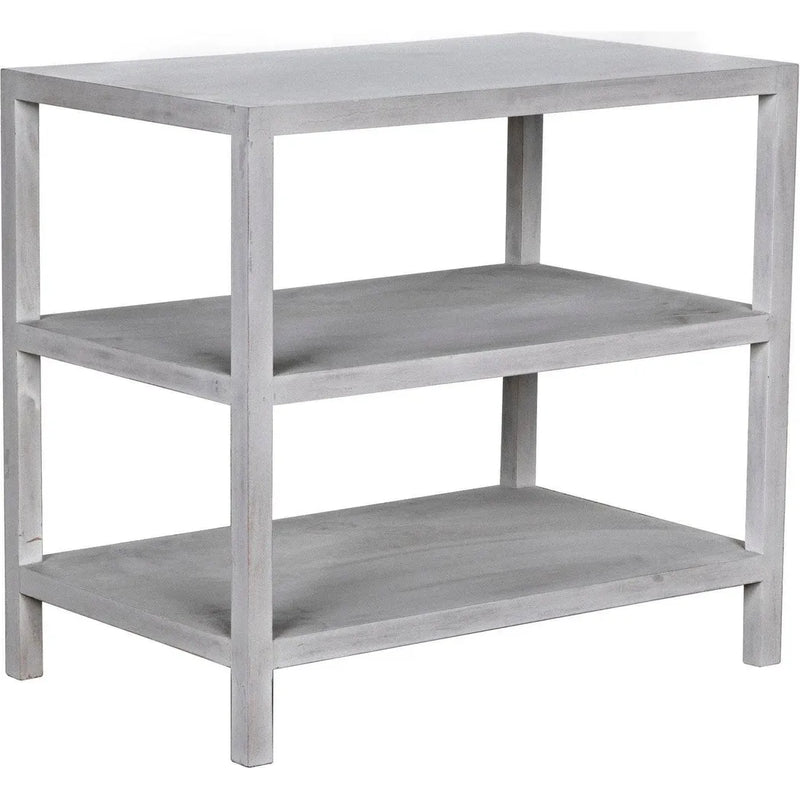 2 Shelf Wood White Rectangle Side Table, White