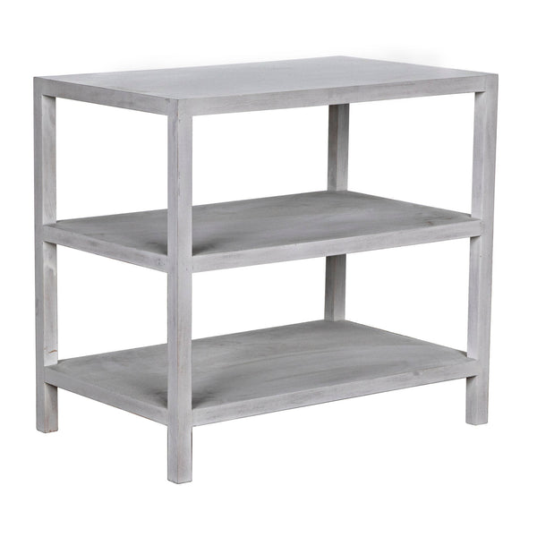 2 Shelf Wood White Rectangle Side Table, White Wash-Side Tables-Noir-LOOMLAN