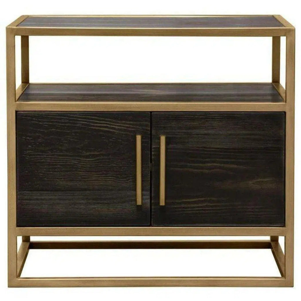 2 - Door End Table in Dark Brown With Gold Metal Frame - LOOMLAN - Diamond Sofa - Nightstands