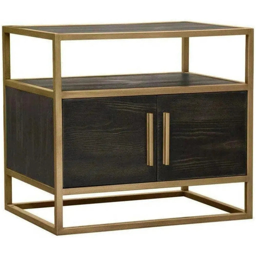 2 - Door End Table in Dark Brown With Gold Metal Frame - LOOMLAN - Diamond Sofa - Nightstands