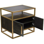 2 - Door End Table in Dark Brown With Gold Metal Frame - LOOMLAN - Diamond Sofa - Nightstands