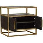 2 - Door End Table in Dark Brown With Gold Metal Frame - LOOMLAN - Diamond Sofa - Nightstands