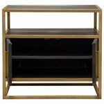 2 - Door End Table in Dark Brown With Gold Metal Frame - LOOMLAN - Diamond Sofa - Nightstands