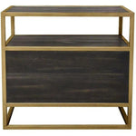 2 - Door End Table in Dark Brown With Gold Metal Frame - LOOMLAN - Diamond Sofa - Nightstands