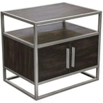 2 - Door End Table in Dark Brown With Silver Metal Frame - LOOMLAN - Diamond Sofa - Nightstands